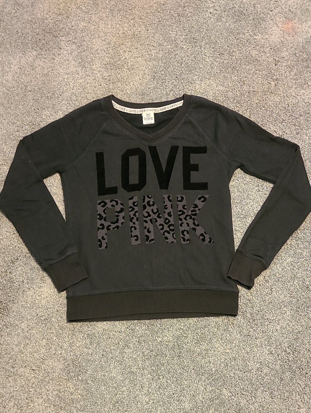Victoria's Secret VINTAGE PINK Cheetah Black Sweatshirt
